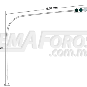 Poste para semáforo cónico tipo látigo