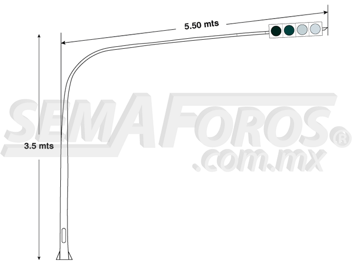 Poste para semáforo cónico tipo látigo