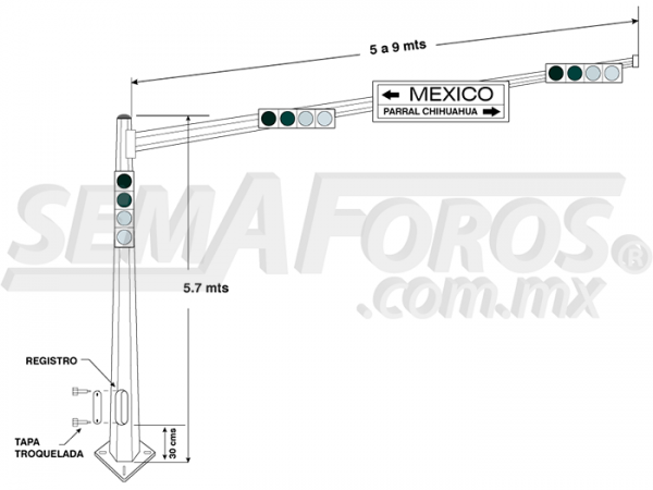 Poste para semáforo cónico octagonal PMG-10