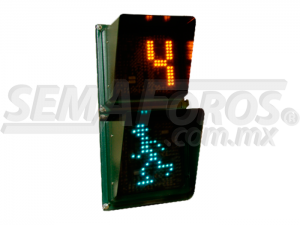 Semáforo peatonal dinámico animado LED 20x20 con figura caminante — semaforos.com.mx